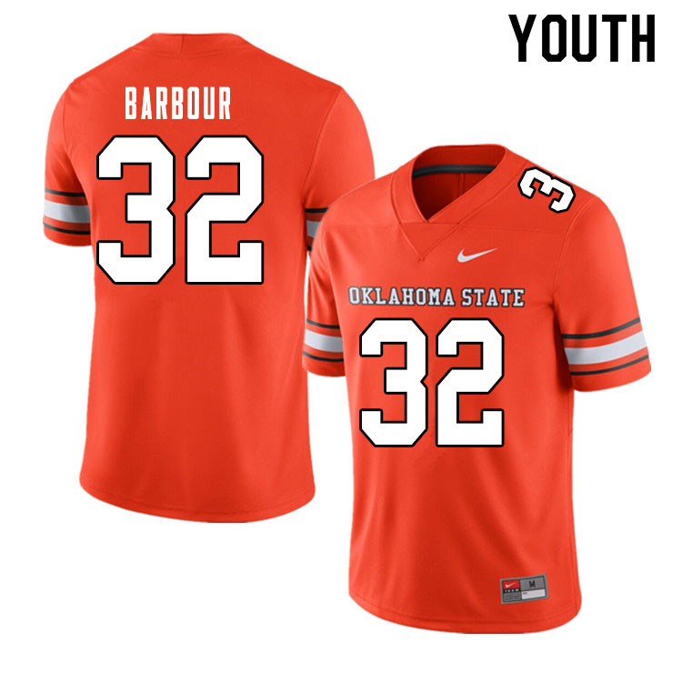 Youth #32 Clayton Barbour Oklahoma State Cowboys College Football Jerseys Sale-Alternate Orange - Click Image to Close